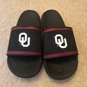 Nike Black and Crimson/Maroon Women's Slide Sandals